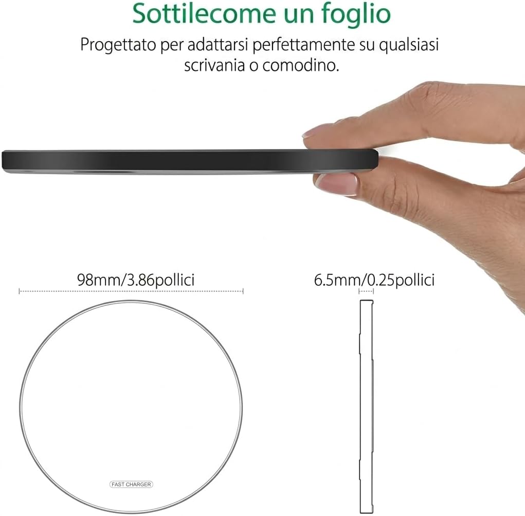 Caricatore Wireless Ultrasottile Fast Charge - Bianco