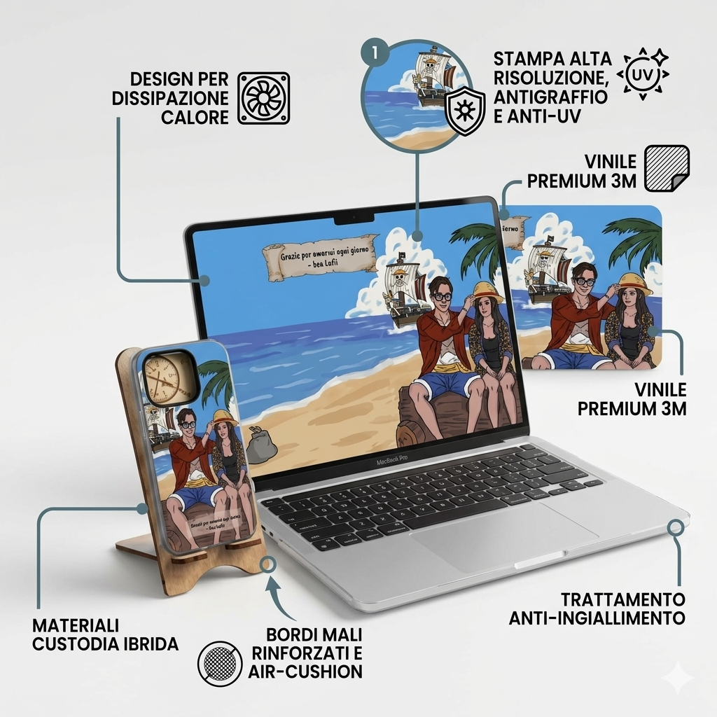 Set Scrivania Perfetta: Cover Mackbook+ Cover Telefono Iphone